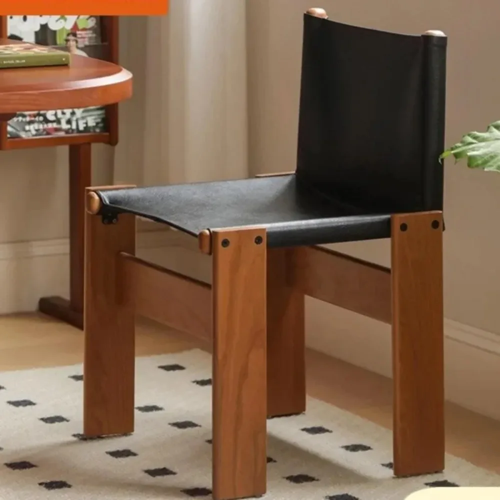 اليابانية الرجعية الطعام كرسي البراز الخشب الصلب العتيقة نمط الجلود مقهى الفاخرة ضوء مصمم الذراع كرسي الطعام أثاث المطبخ #1