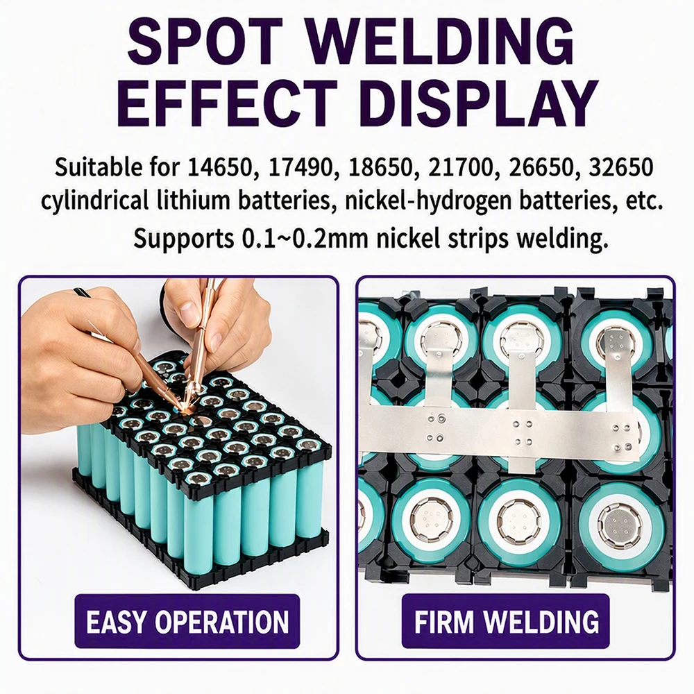 Portable Spot Welder LED Display 99 Gears Adjustable Welding Machine for 18650 21700 Battery Nickel Strip Steel Sheet Welding