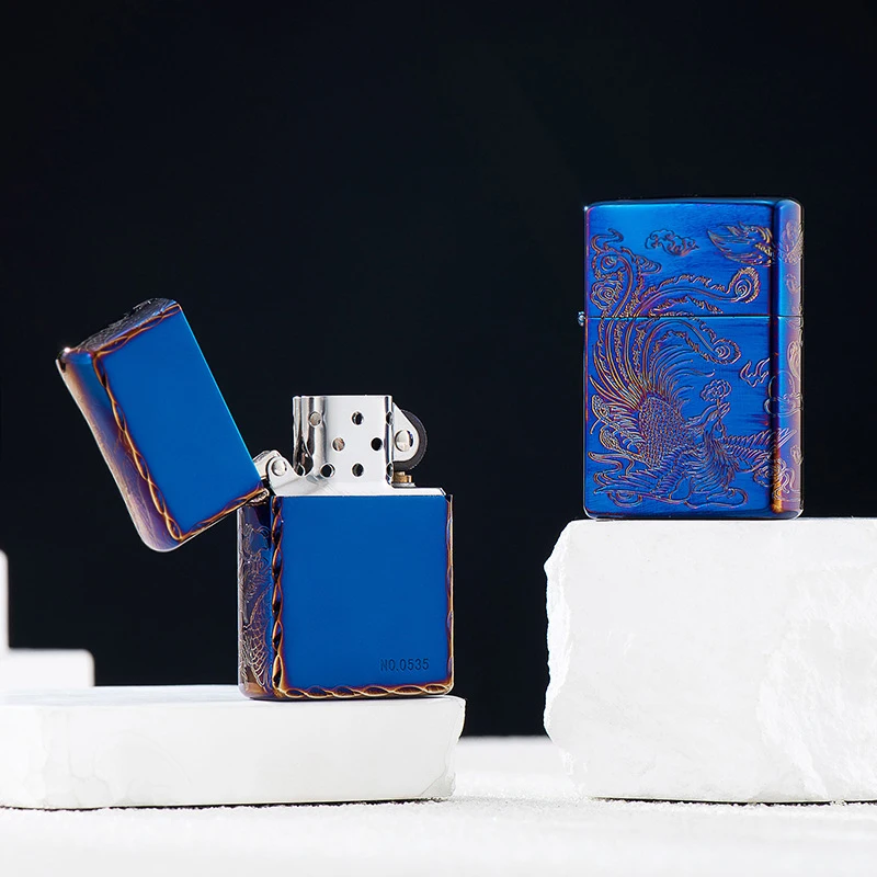 Genuine CHIEF Smoked Blue Series Metal Kerosen Lighter, High-end Gift Men's Cigarette Accessories Personalized Gift