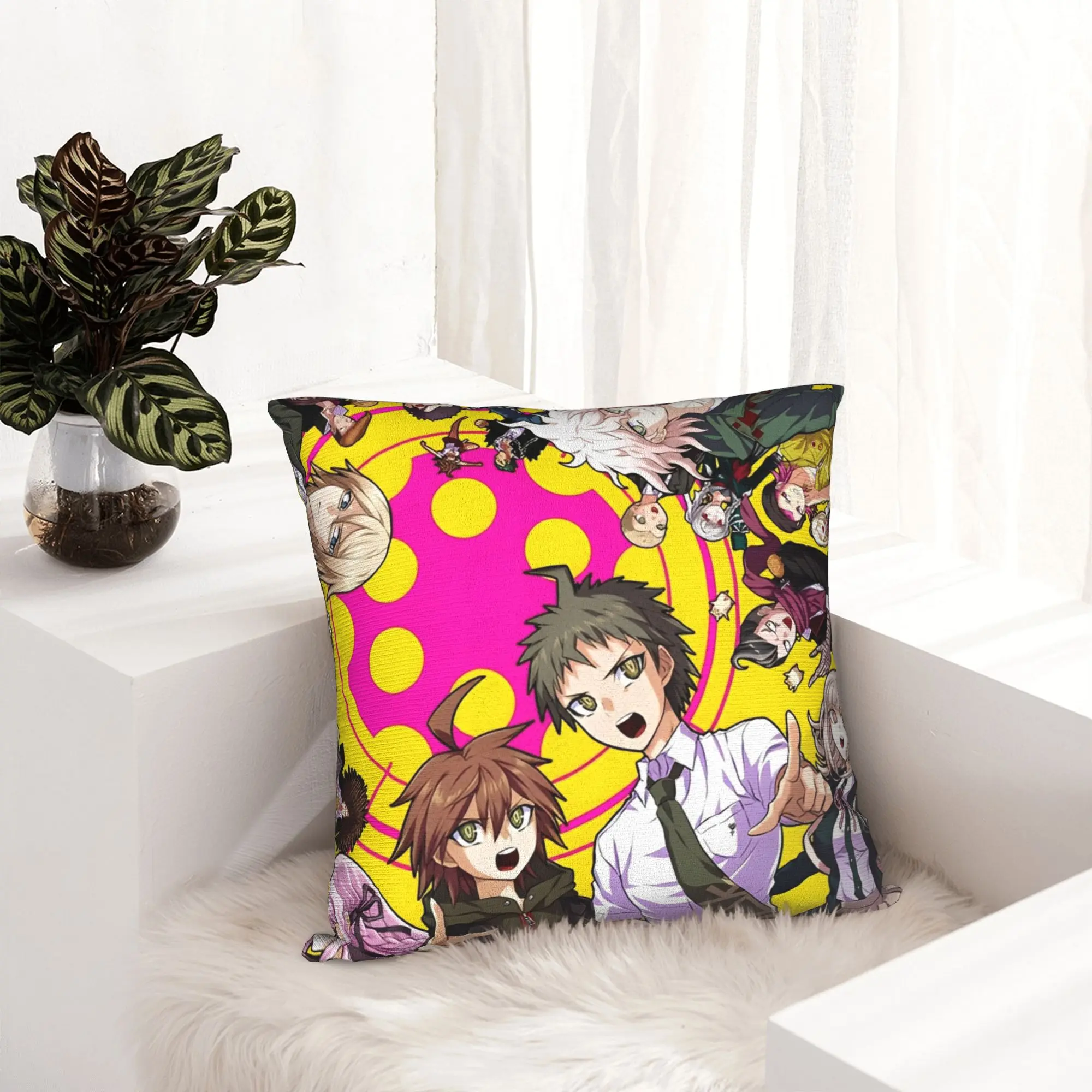 Danganronpa انمي ياباني وسادة غطاء ميرش الطباعة غطاء الوسادة زينة رمي كيس وسادة غطاء المنزل أحجام متعددة