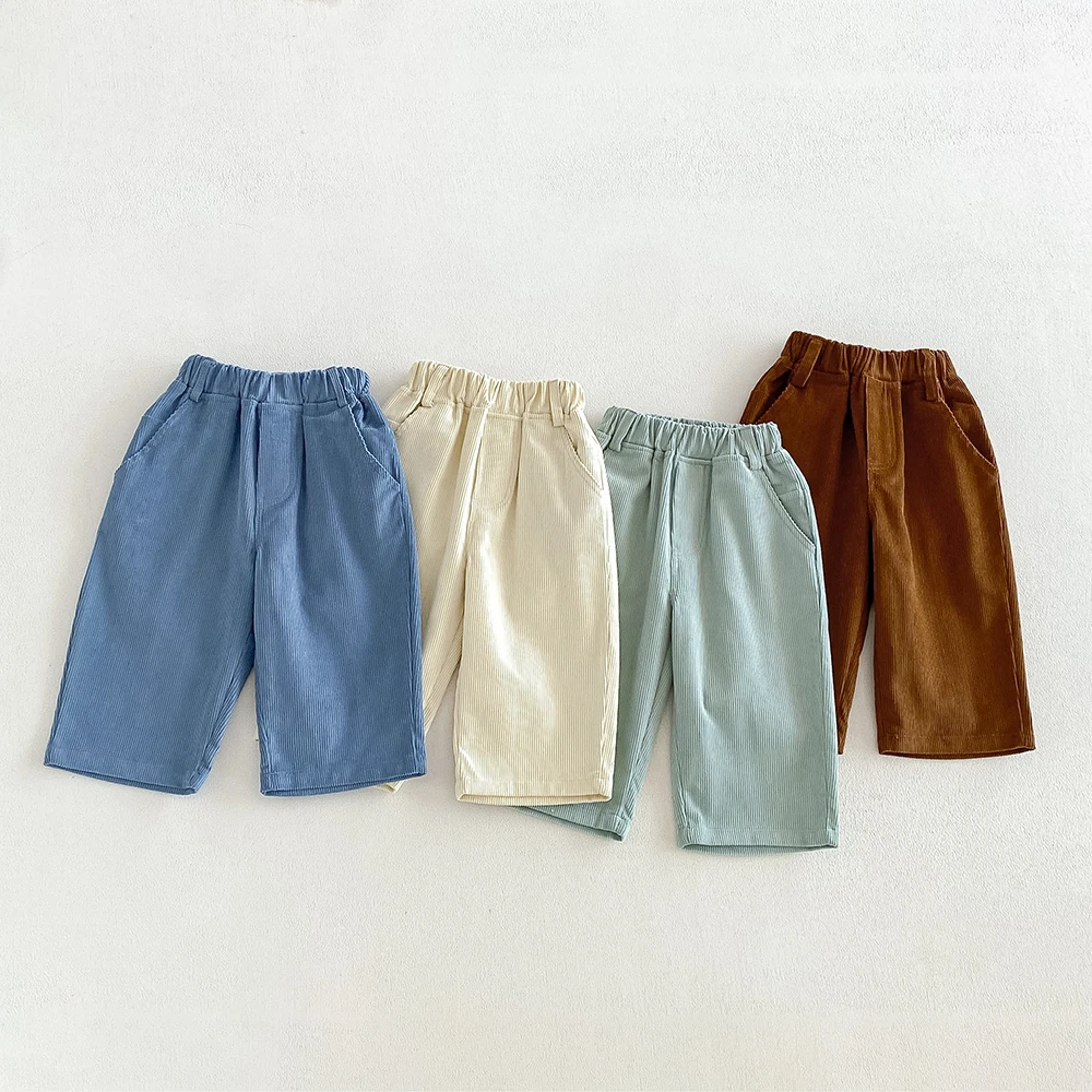 Herbst Kinder Loose Fit Cordhosen Kleinkind Jungen Mädchen Lässige Einfarbige Hosen Kinder Haremshosen Kinder Lange Hosen für den Winter – Detail 3