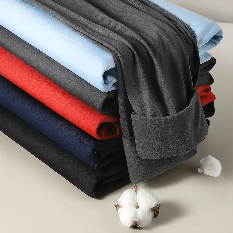 

Thermal pants men's long Johns plus fleece thickened inside to wear tight bottom cold proof thin cotton pants wool pants spring