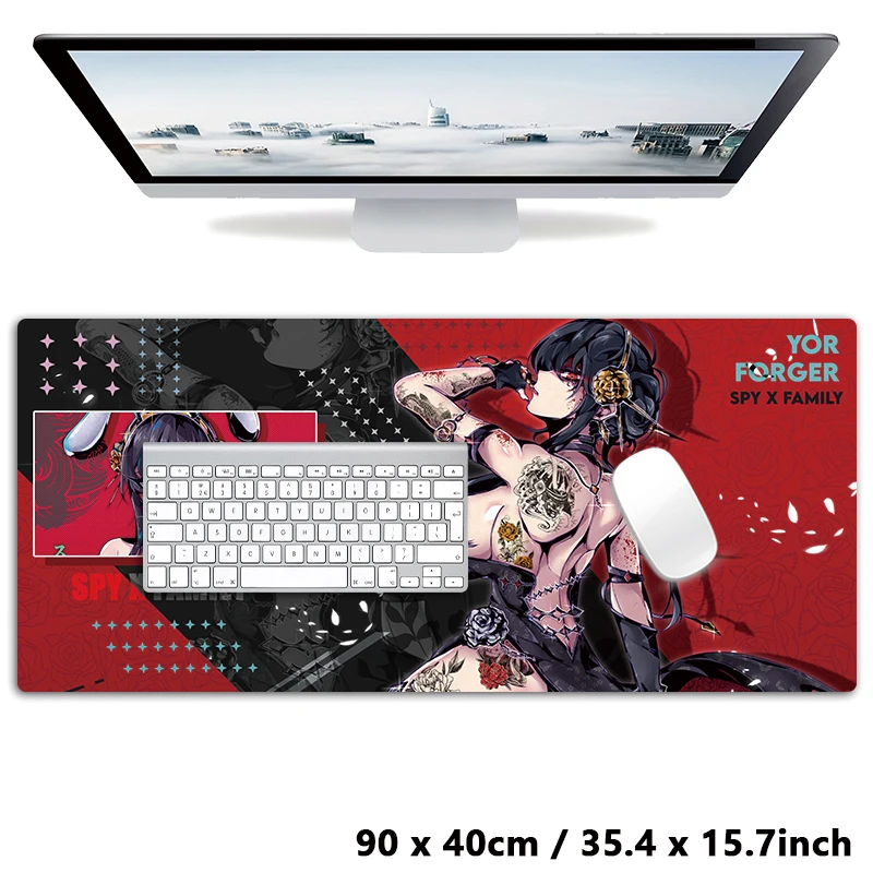 Alas Meja Mousepad Anime Jepang Hot Girl Yor Forger Gaming XXL Mouse Pad Keyboard Karpet Desktop Mat 900x400