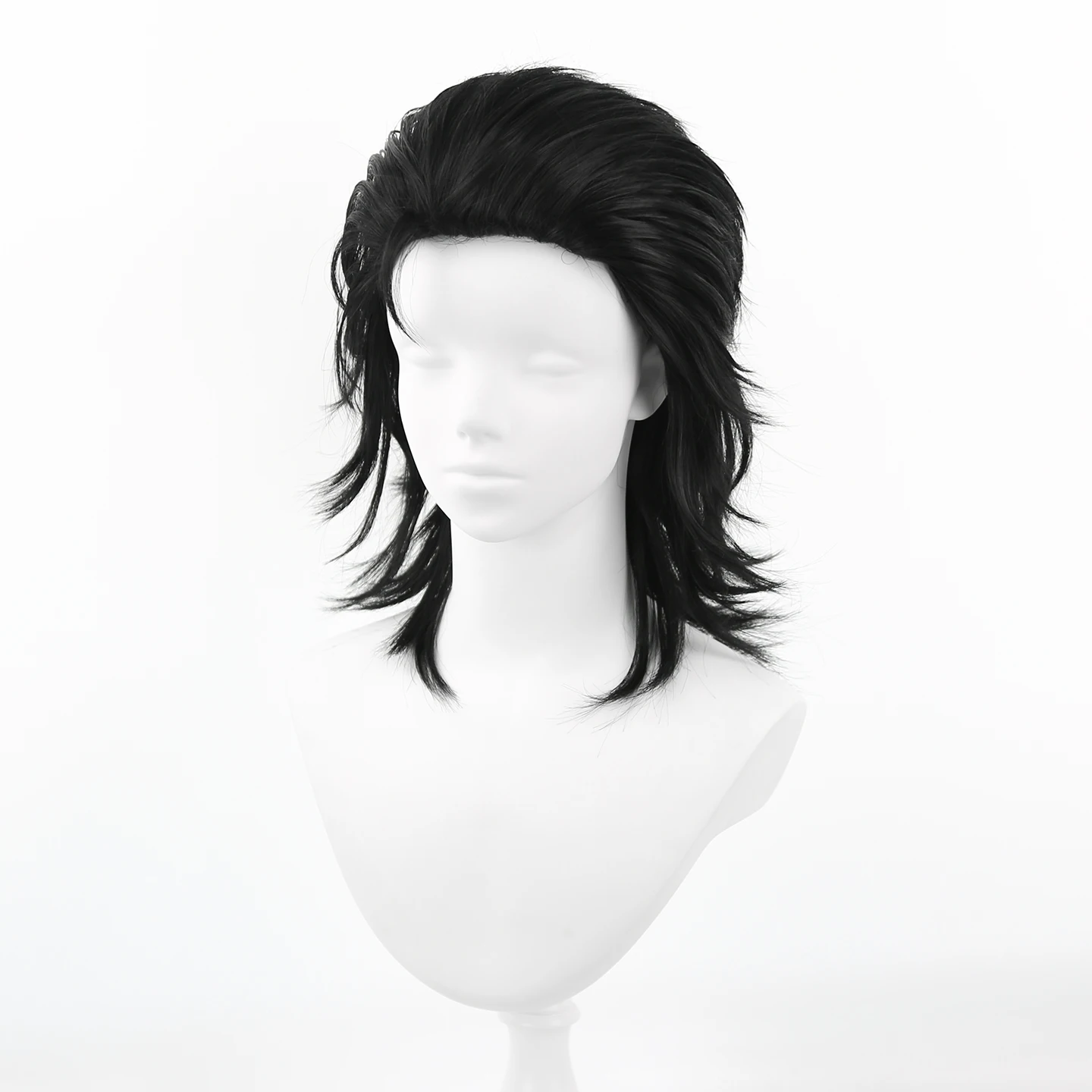 ผู้ชายสีดําสังเคราะห์ผม Mullet วิกผมสําหรับชาย 70s และ 80s เครื่องแต่งกาย Party วิกผมสังเคราะห์