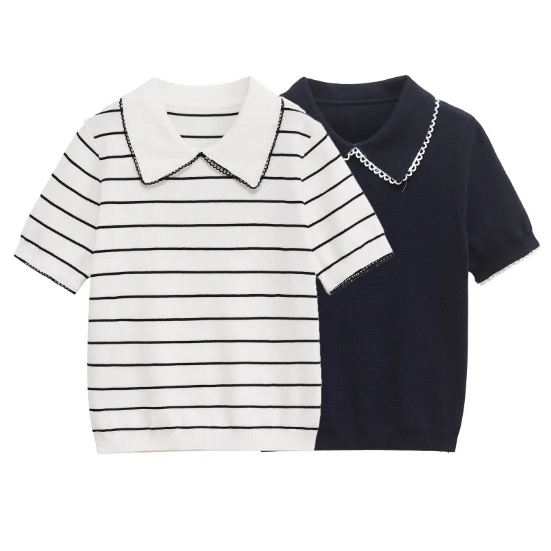 

Polo Shirts Women High Quality Short Sleeve 2025 Golf Wear New Women's Striped Top Tee Shirt Pulovers T-shirt Jerseys Y2k