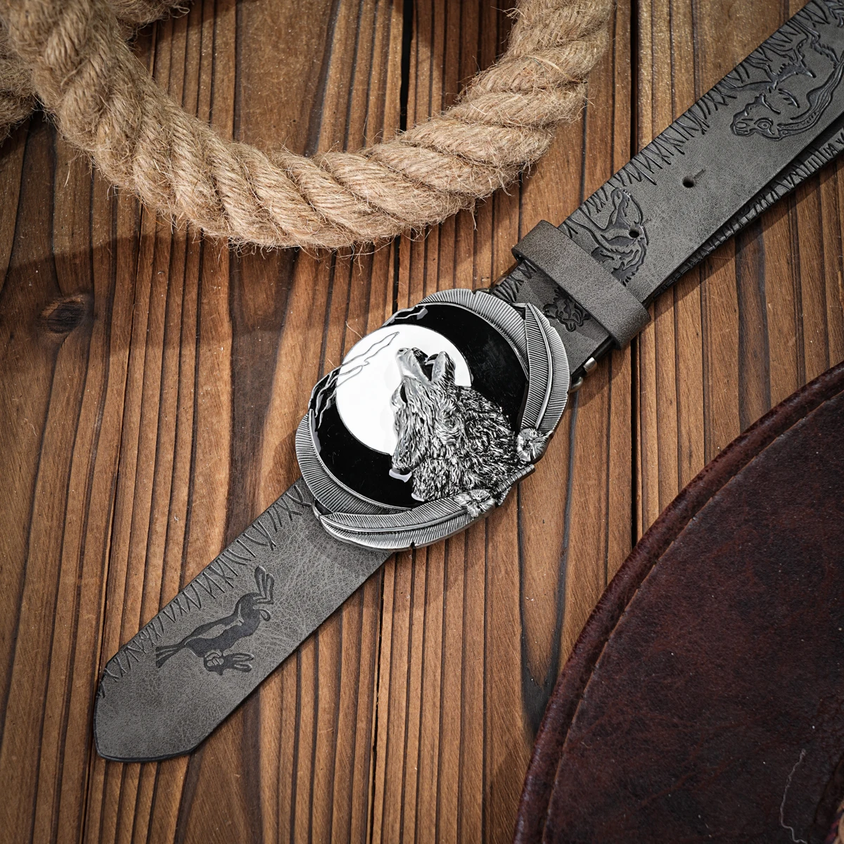Ein lässiger, individueller und Retro-Gürtel, Bekleidungszubehör im Western-Stil, Metallschnalle, PU-Gürtel, geeignet für Männer und Frauen – Detail 5