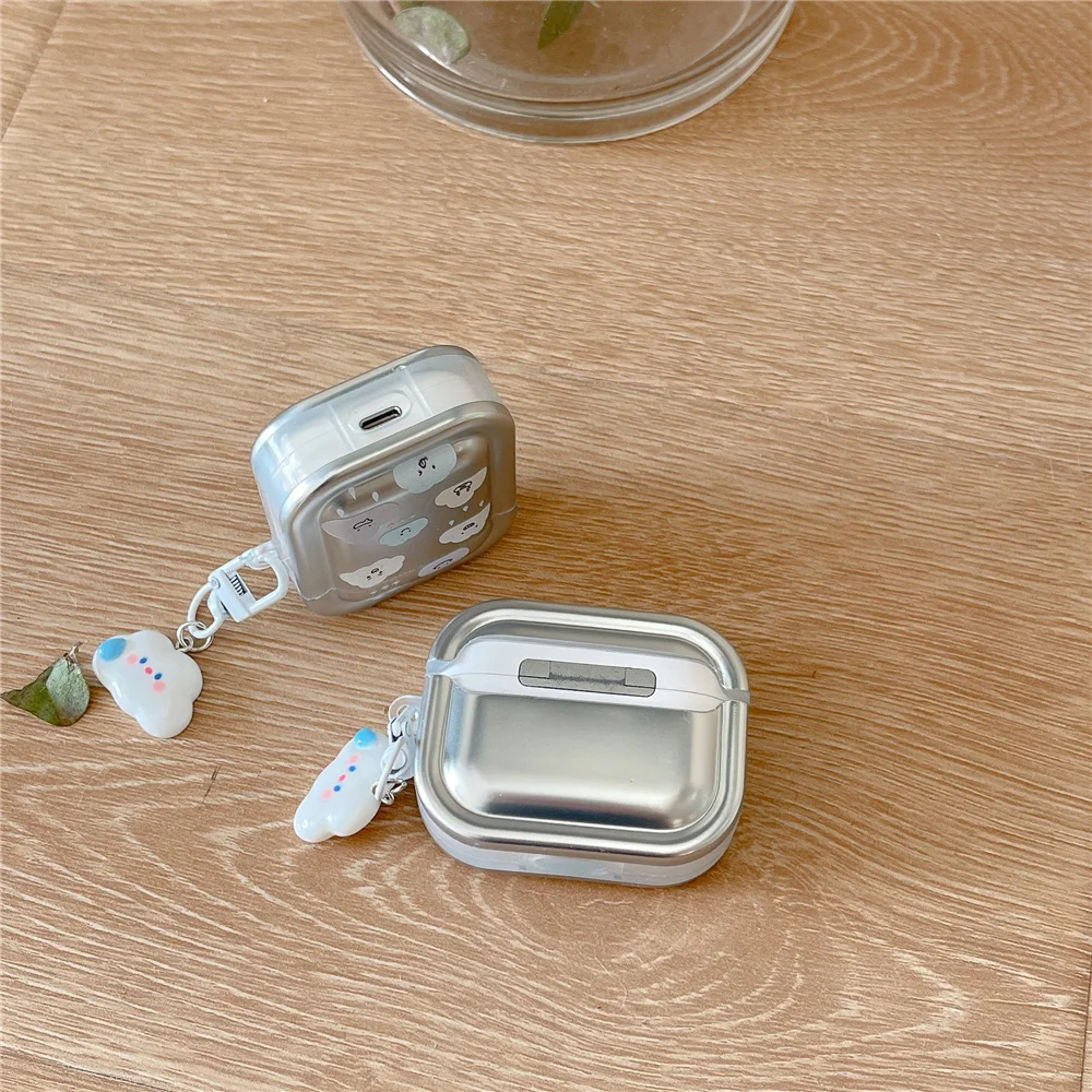 علبة بالكهرباء لسماعات الأذن ، صندوق سماعة ، غطاء لسماعات Apple Air Pods Pro 2 ، 3 Pro ، 2 ، 1 ، لون فضي ، لاسلكي ، Funda