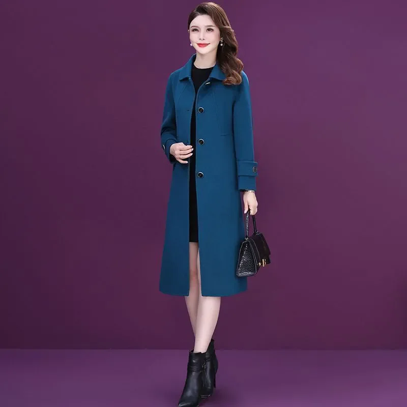 

Высококачественное толстое шерстяное пальто женское средней длины, весна-осень 2021, новая корейская модная шерстяная куртка с длинными рукавами, женская B684