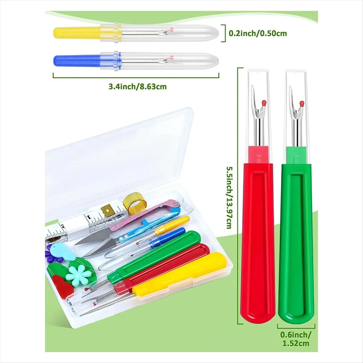 AB09 Seam Rippers for Sewing - 2 Big and 2 Small- Remover Tools, Thread Ripper, Embroidery Removal Tool