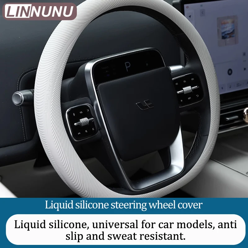 Linnunu Fit for Lixiang L6 L7 L8 L9 Mega Car Decoration Supplies Liquid Silicone Steering Wheel Cover Four-Season Universal Anti-Slip Steering Wheel Cover Non-Yellowing Modified Car Supplies