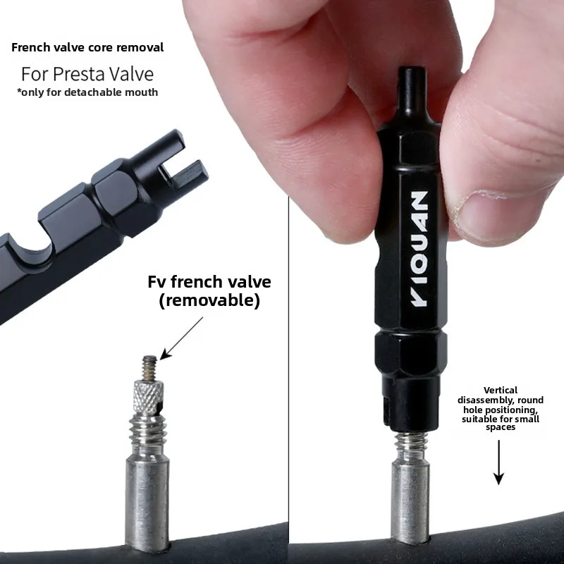 3-in-1 Bike Multifunctional Valve Core Remover Tool Wrench Spanner for Bicycle Schrader and Presta Valve Extender