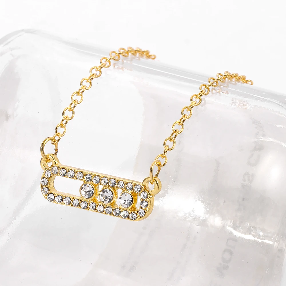 Minimalistischer Geometrie-Strass-Anhänger, modische kreative Halskette für Frauen und Mädchen, Schmuck-Accessoire für den Alltag. – Detail 2