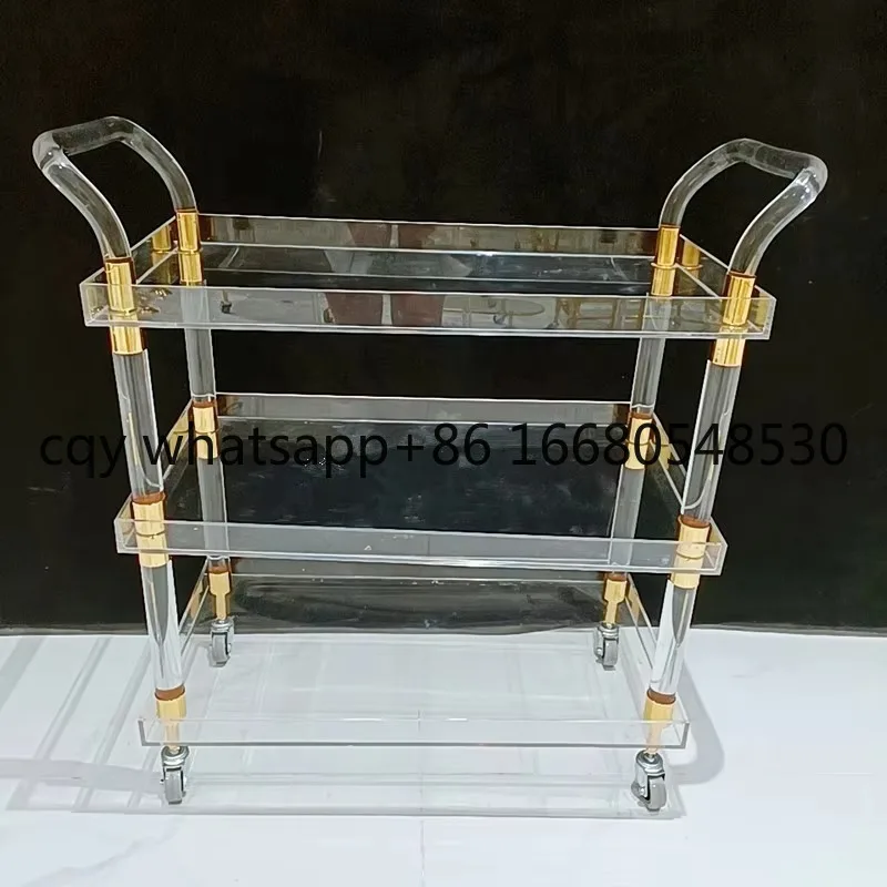 

Dibei Decoration Round and Rectangle Big Acrylic Serving Trolley for Hotel and Bar