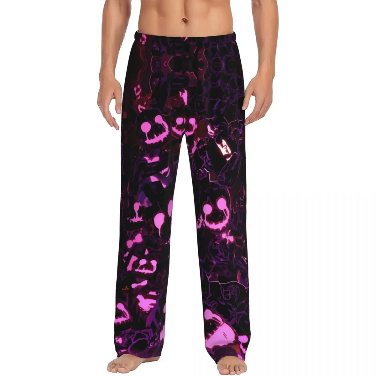 カスタムプリント メンズ スプリングトラップ FNAF パジャマパンツ メカニカルドール スリープウェア スリープ ラウンジ ボトムス ポケット付き