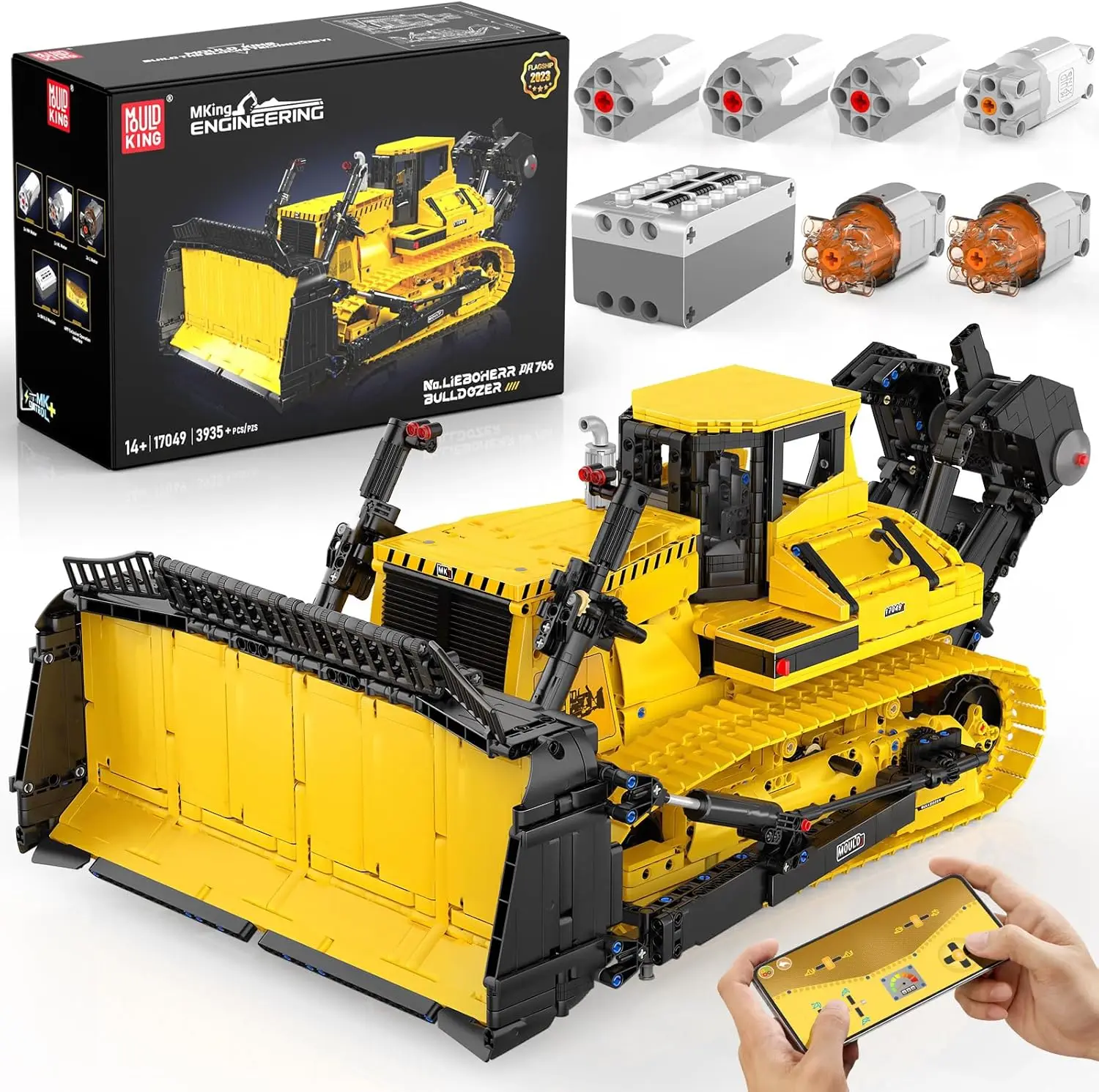 รีวิว MOULD KING 17049 Technology Motorized PR766 Crawler Bulldozer App Remote Control Building Blocks Set สำหรับเด็กและผู้ใหญ่