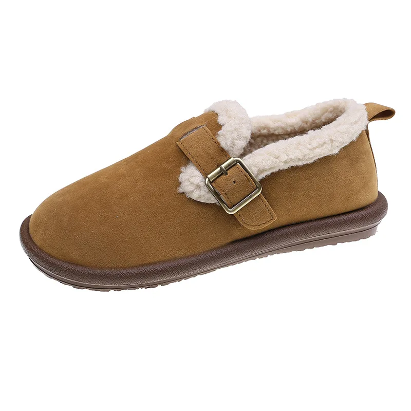 Women\'s Cotton Shoes 2024 Autumn Winter Vintage Plush Boken Shoes Anti Slip Warm Indoor Anti Slip Cotton Shoes Zapatos Mujer