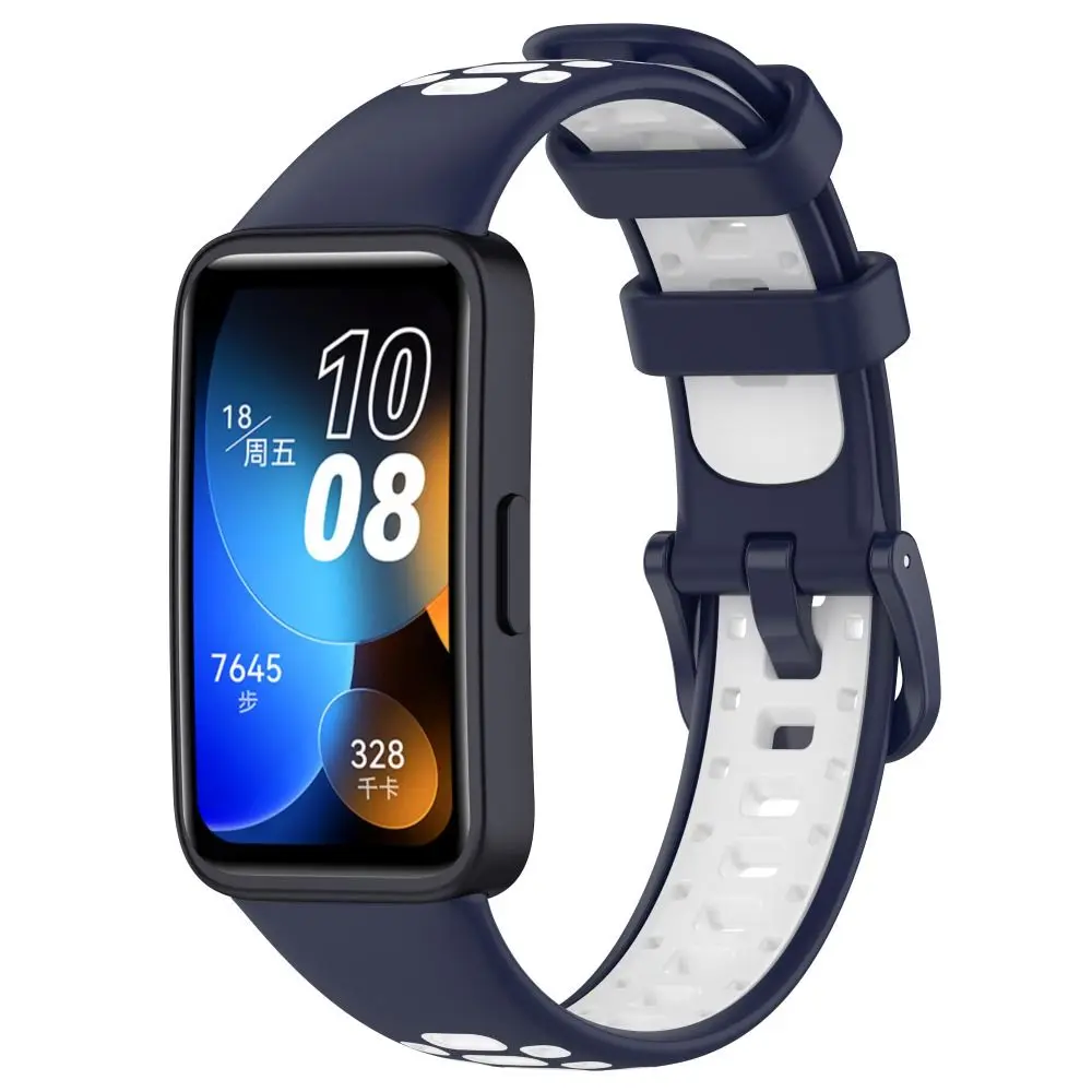 New Two-Color Silicone Watch Strap Breathable Replacement Bracelet Accessories Buckle Watchband for Huawei Band 8