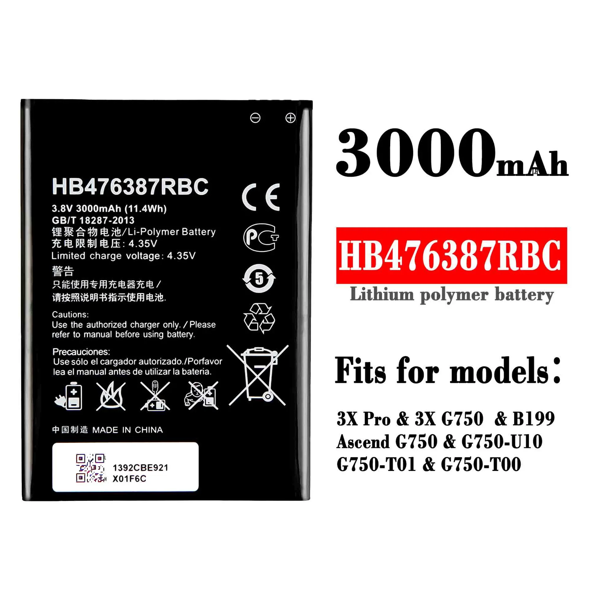 High Quality Replacement Battery For HUAWEI Phone 3X Pro 3X G750 B199 G750-U10 C750-T01 G750-T00 External HB476387RBC Battery