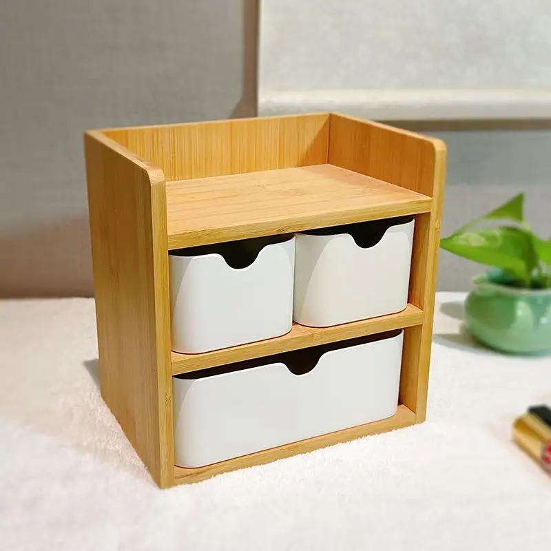 

Degradable Bamboo Fiber Large Capacity Storage Box Desktop Multi-layer Home Storage Rack Miscellaneous Bamboo Wood Organizer