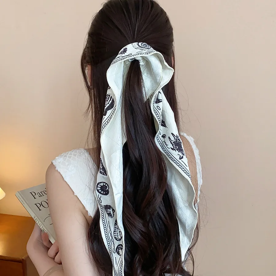 النسيج المطبوعة قوقعة شرابة الشعر حبل للنساء البوهيمي واسعة الساتان Scrunchie لطيف الساحرة إكسسوارات الشعر بالجملة ث