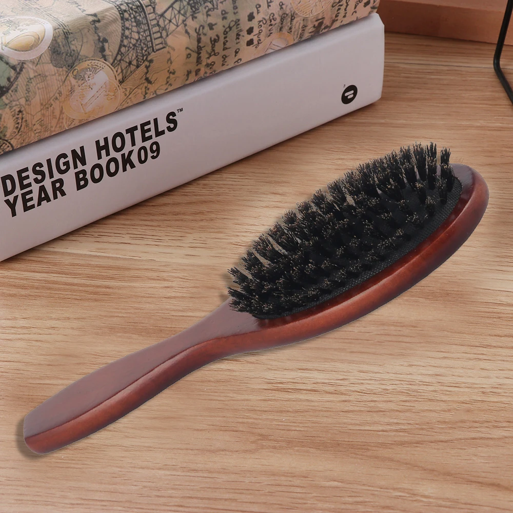 

Boar Bristle Hair Brush Oval Anti-static Hair Comb Oval Paddle Hair Brush Wooden Handle Hairbrush Reducing for Women and Men
