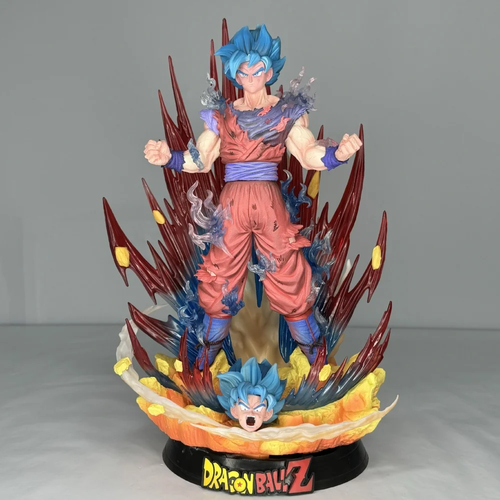 

Аниме-фигурка Dragon Ball Super Saiyan Blue Son Goku Double Head Kaioken, коллекционная модель, игрушка, 43 см
