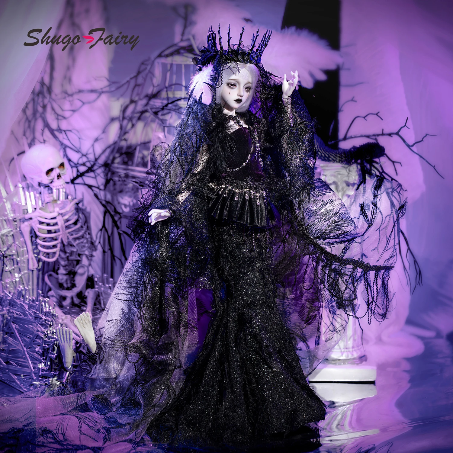 ตุ๊กตา BJD ขนาด 1/4 รุ่น Fuvera ชุดเต็ม ซีรีส์โกธิคดาร์ก คุนเทส ฟิกเกอร์อนิเมะ มงกุฎหนาม ชุด Firstborn พร้อมวิกผม Shuga Fairy MSD