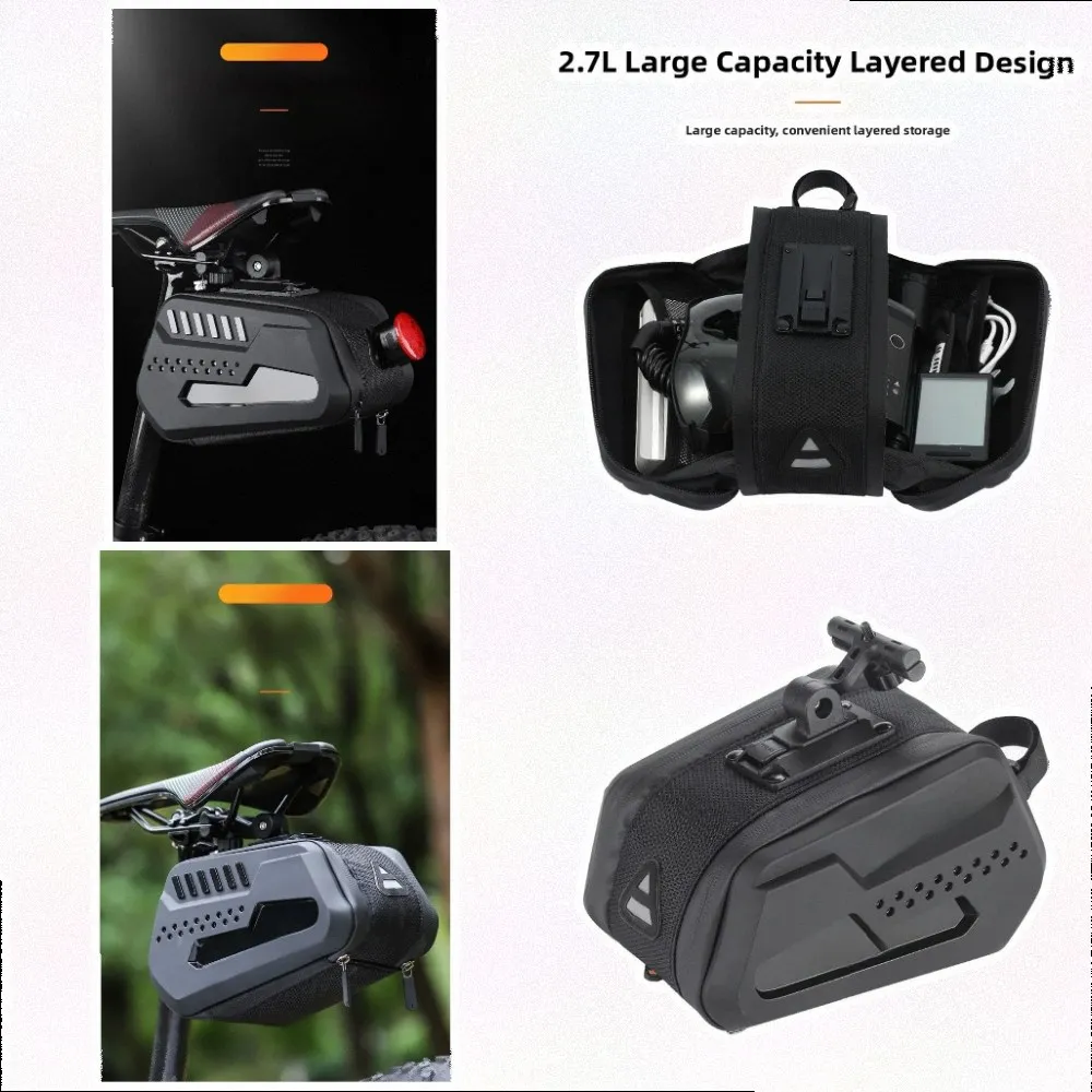 Waterproof Bike Bag 2.7L Bike Saddle Storage Bag Bike Saddle Bag Abrasion Resistant Design Interior Compartments