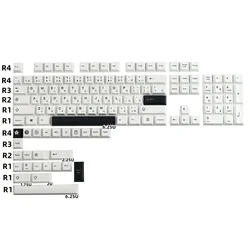 Capuchon de clavier mécanique minimaliste, noir et blanc, profil Cherry japonais pour GH60 GK61X GK64X GK68 96 980 104 108