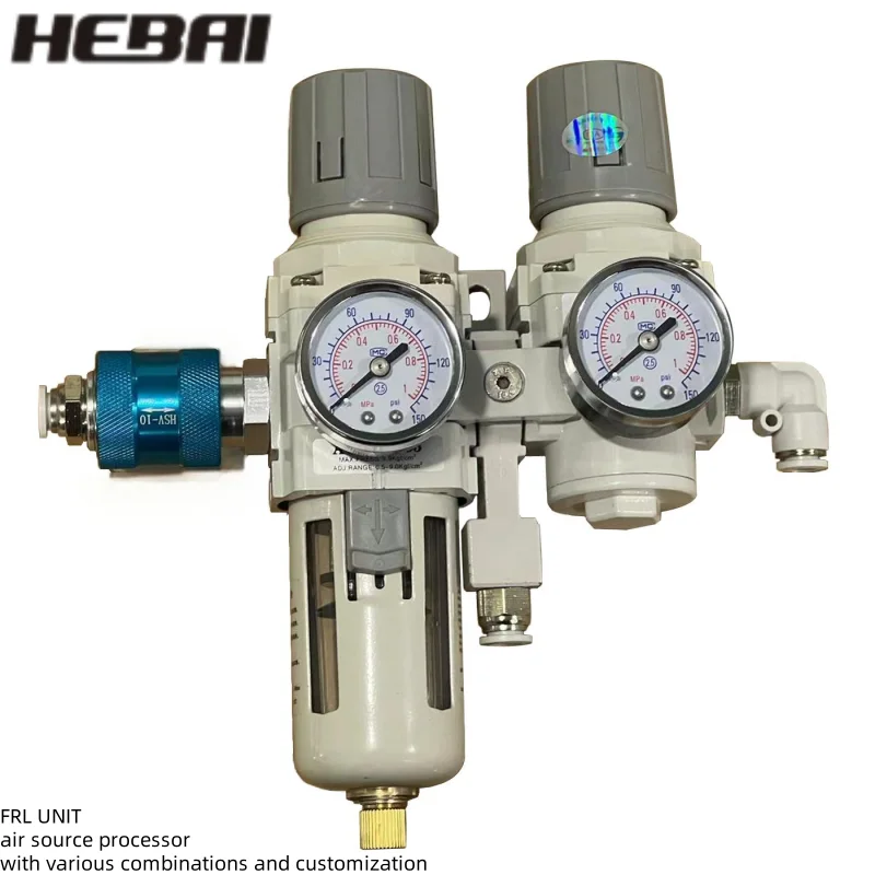 

HEBAI FRL UNIT Multiple Customized Combinations Pneumatic Air Compressor Pressure Regulator ReductionValve Source Treatment Unit