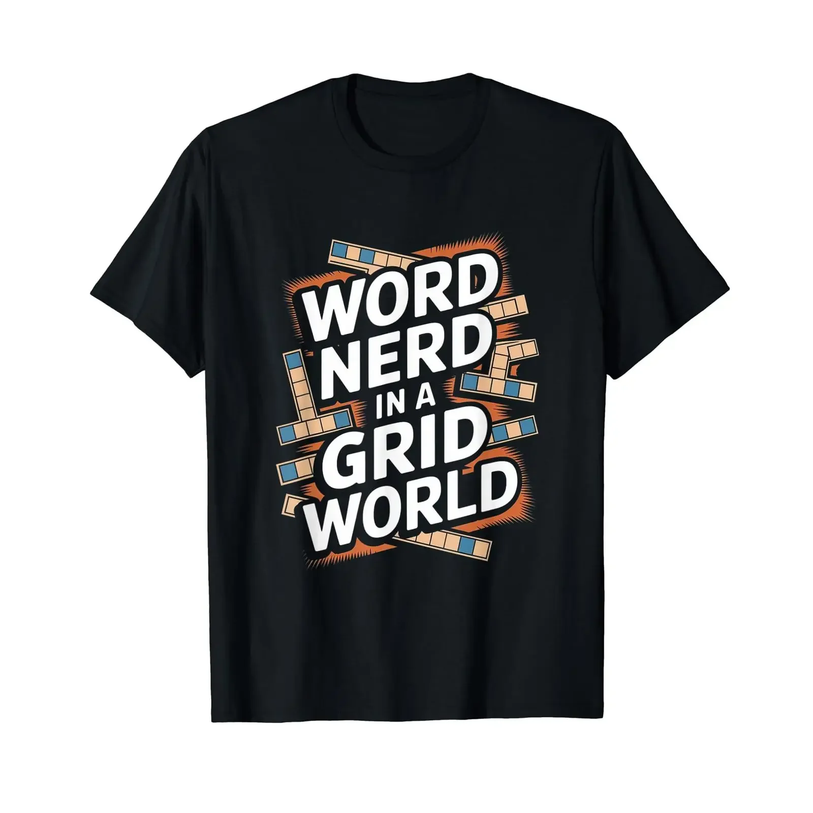 Crossword puzzle solver inexpensive graphic T shirt vintage Washed fashion designer clothes Comfortable streetwear homme