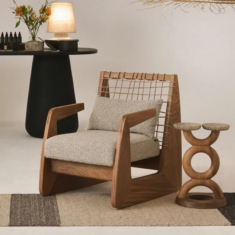 

ZWood Leisure Chair Retro Unique Aesthetics Clear Lounge Living Room Chairs Modern Salon Comfortable Poltrona Home FurnitureZ