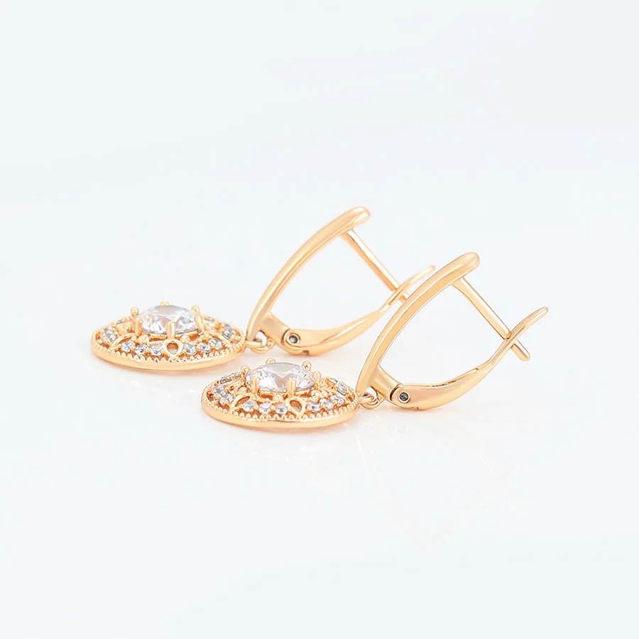 MxGxFam AAA + مكعب الزركون انخفاض الأقراط المستديرة مجوهرات للنساء 18 كيلو مطلي مطلية بالذهب تصميم جديد #2