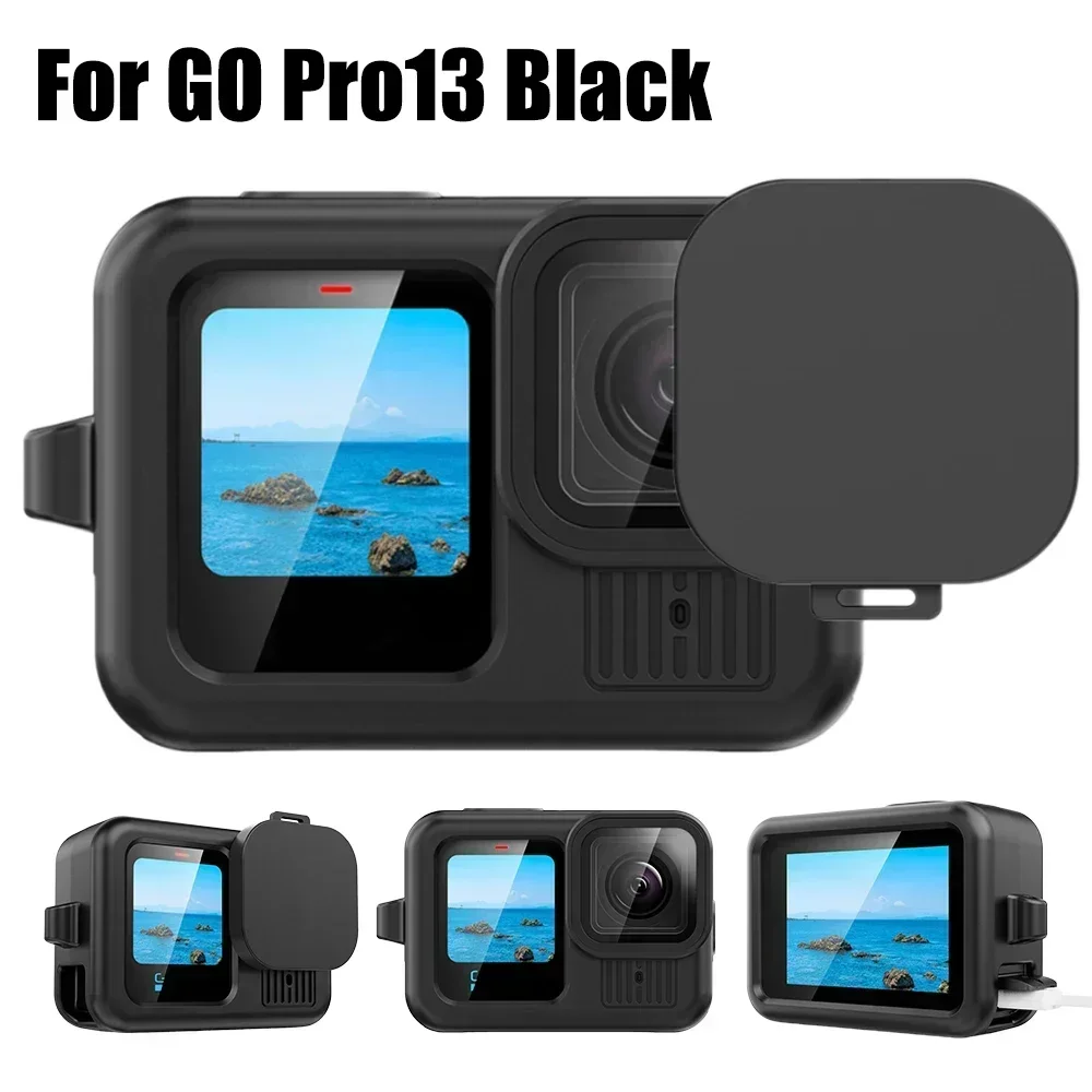 5in1 Silicone Case Lens Cap Cover Protector Shell For Gopro Hero 13 Black Camera Frame Wrist Strap Screen Glass Film For GoPro13