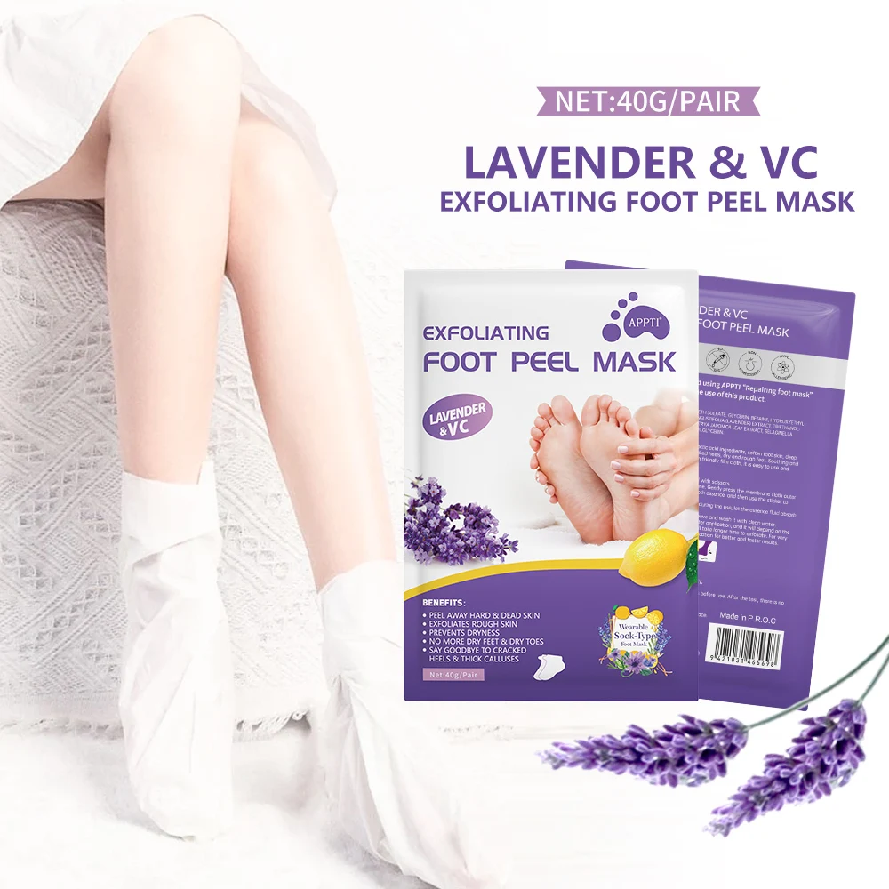 1 Pair Lavender Exfoliating Foot Peel Mask Peeling for Feet Mask Socks for Pedicure Anti Crack Heel Remove Skin Foot Patch