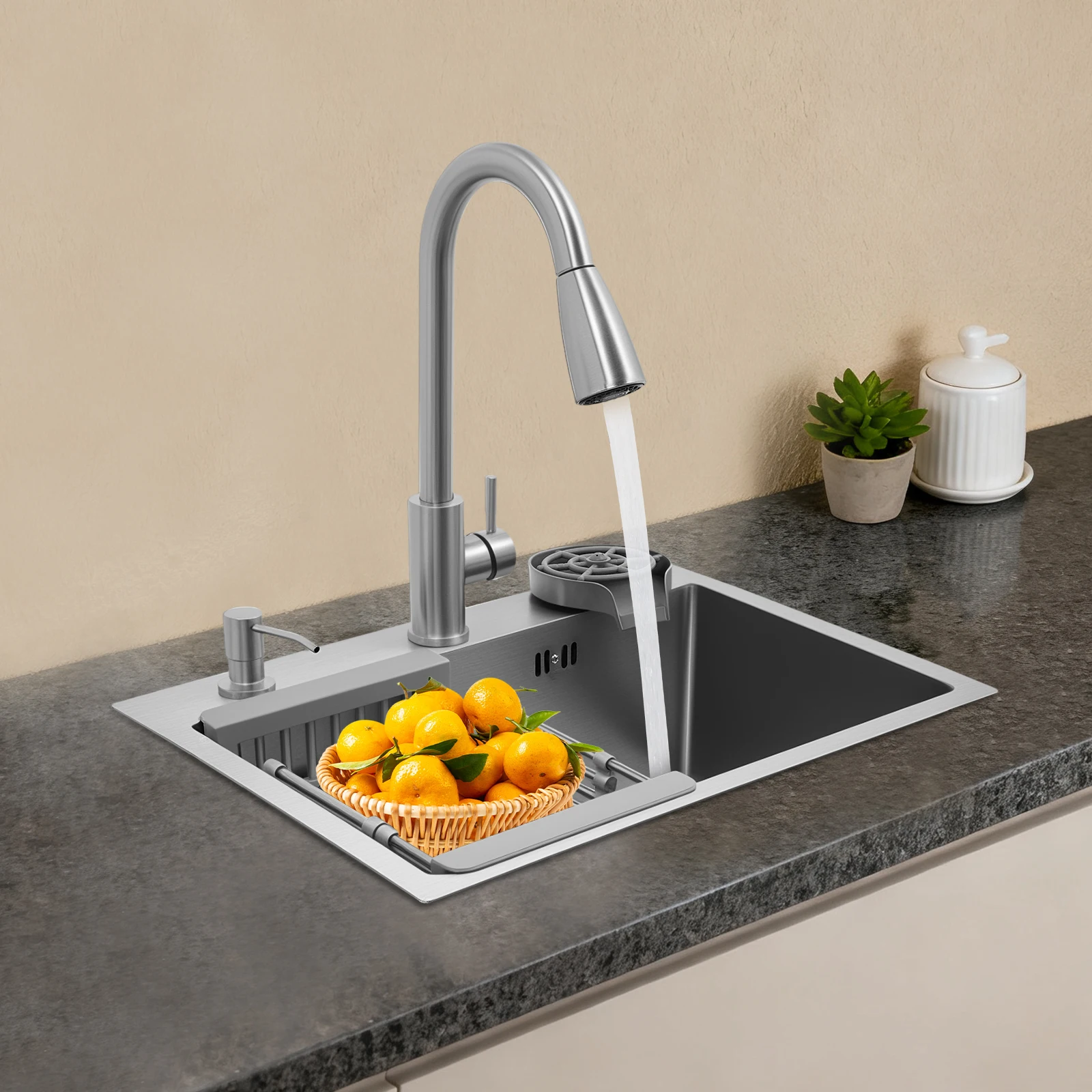

Stainless Steel Multifunctional Sink With Faucet Kitchen Sink Under Table Sink Large Sink