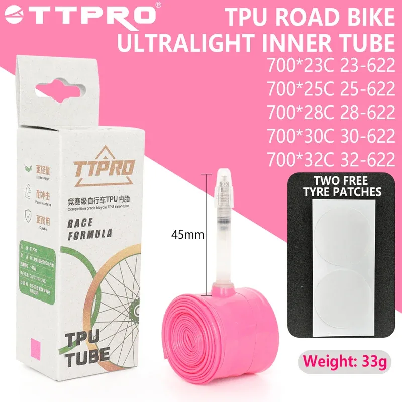 TTPRO Ultralight TPU Bike Inner Tube 700X23/25/28/30/32C Road Bicycle Tire 45/65/85mm Length Presta Valve Bicycle Parts