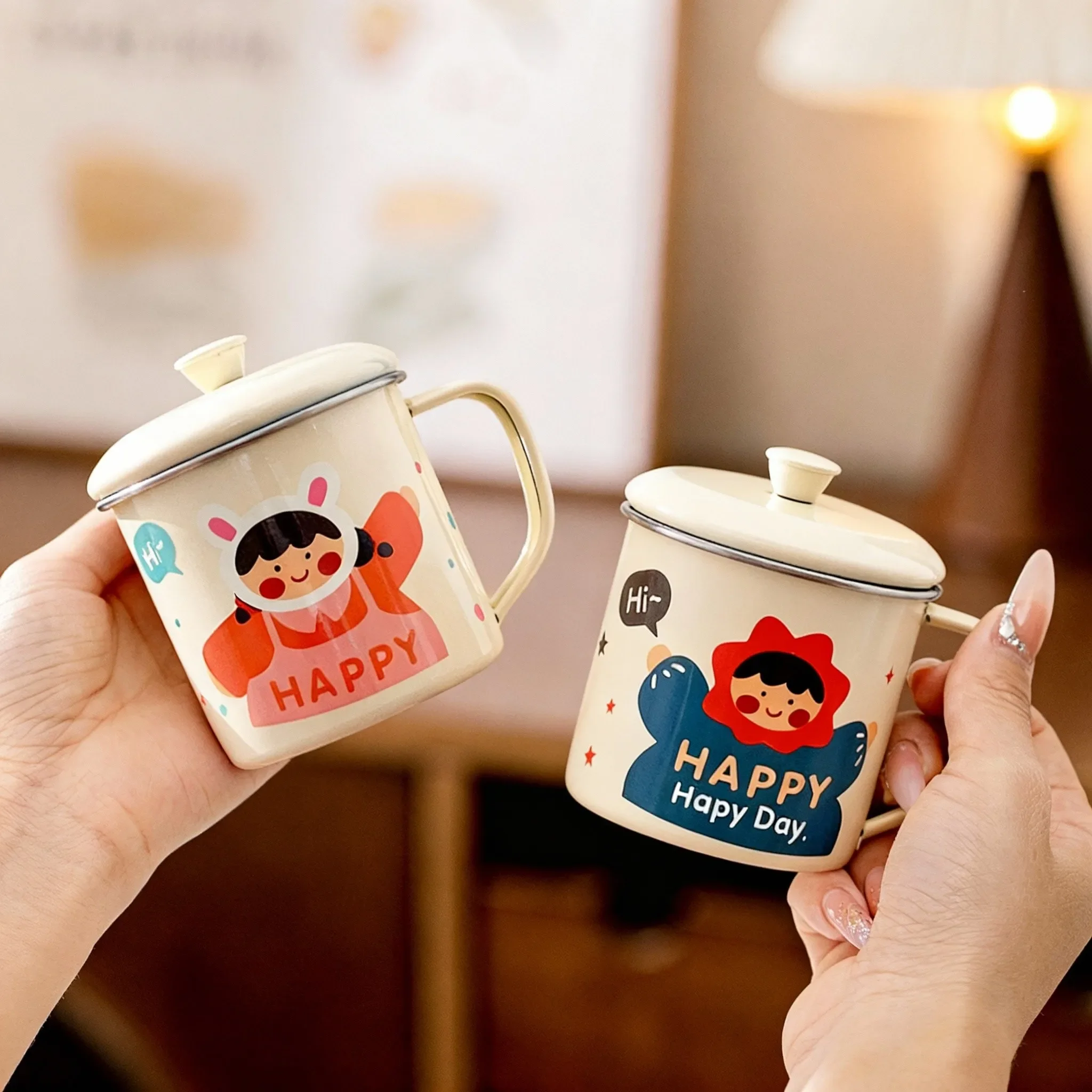 316 Stainless Steel Water Cup For Kids Mini Cute Children's Mug Durable Anti Scalding Milk Coffee Cup Tumbler With Lid & Handle
