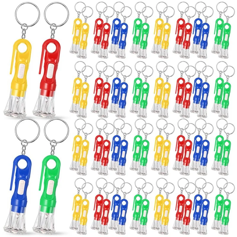 

100Pcs Mini Flashlight Keychain Bulk Set For Kids Assorted Colors Torch Keyring Flashlights LED Keychain Camping Party Favor Kit