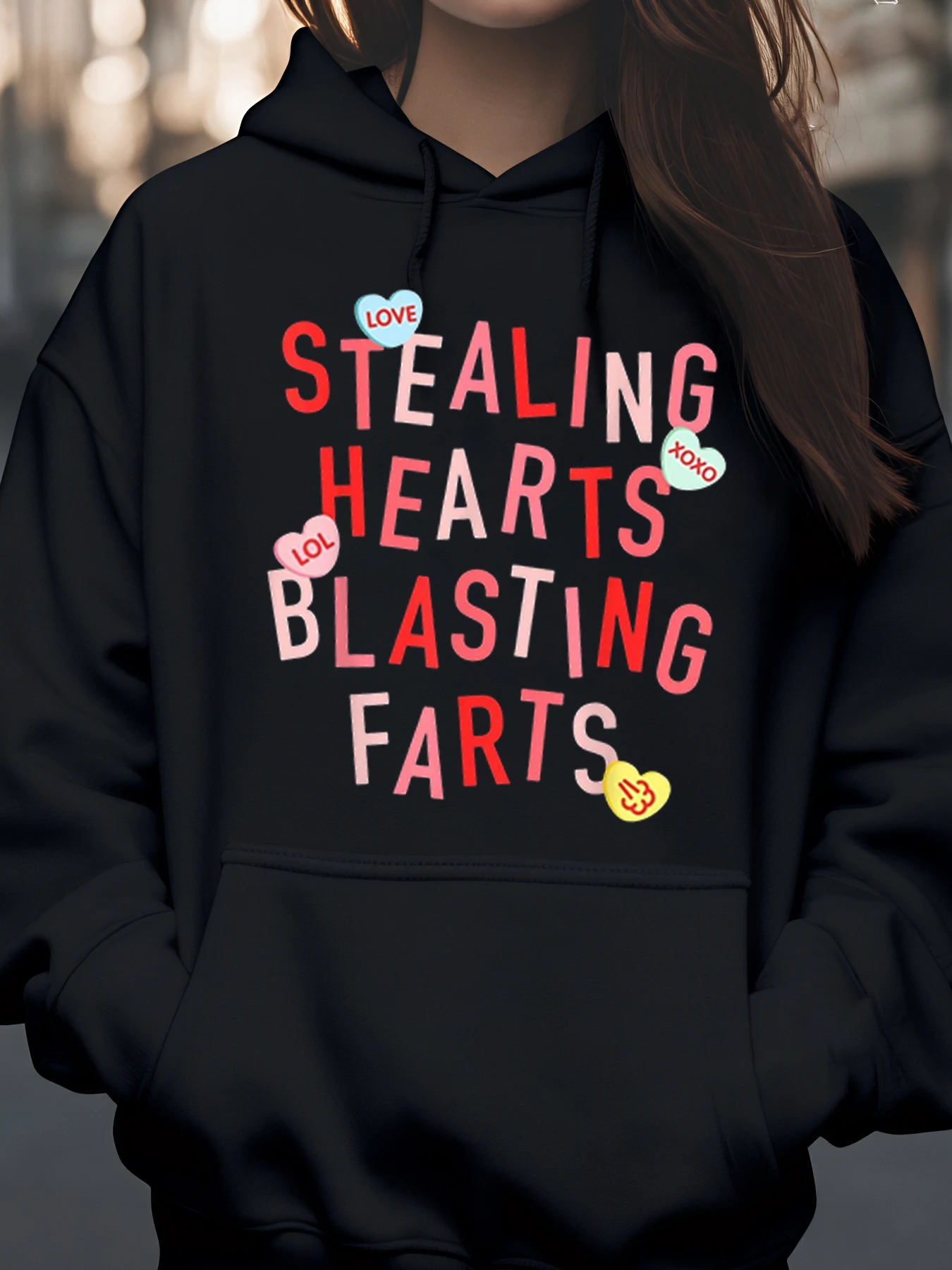 سرقة القلوب تفجير الأراضيس طباعة هوديي عيد الحب ملابس غير رسمية أزياء المرأة #1