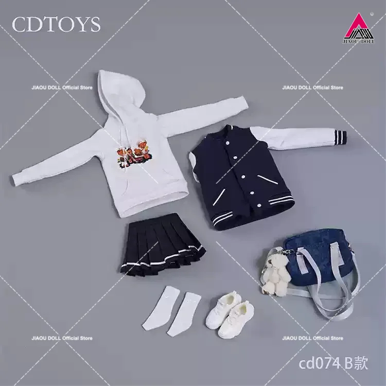 2024 Q4 cdtoys cd074 1/6 Baseball Hoodie Sweatshirt Pleated Skirt Clothes Model for 12'' Female Soldier Action Figure Body Doll