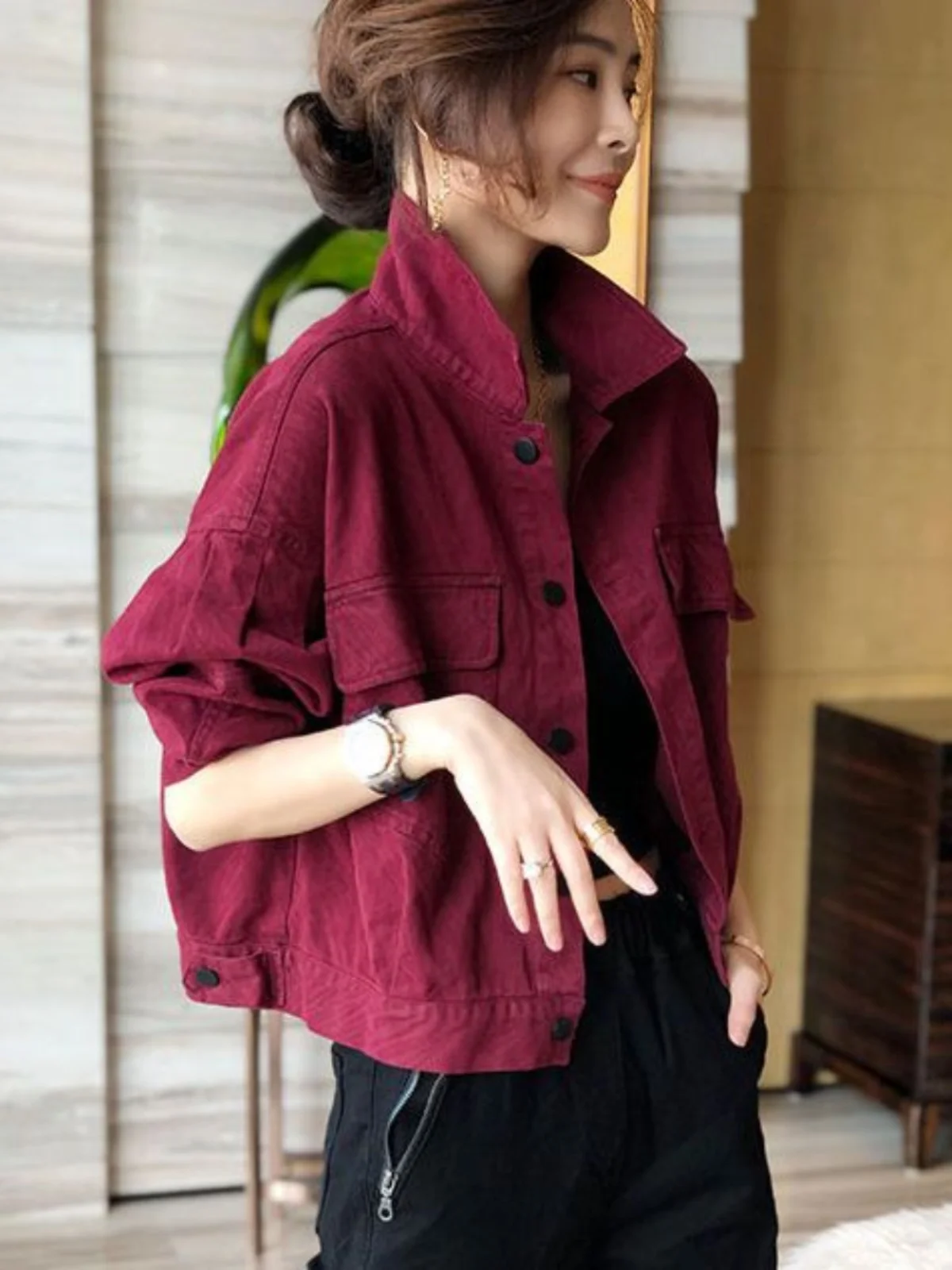 

Джинсовый джинсовый топ в стиле ретро, женский весенне-осенний свободный утягивающий повседневный универсальный топ-джат для женщин