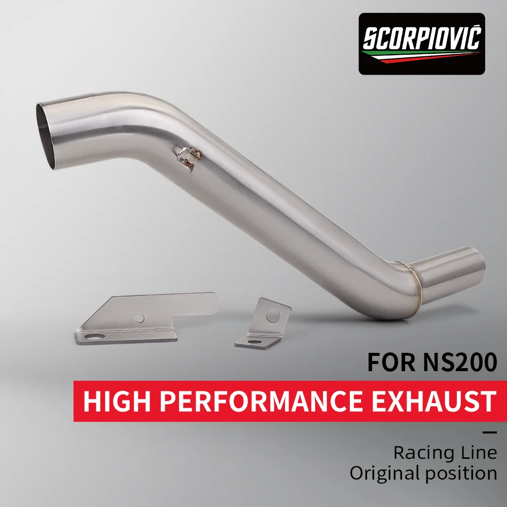 Bajaj NS200 Bajaj NS 200 الهروب موتو دراجة نارية العادم ربط RoBajaj NS200d سباق الأنابيب الفولاذ المقاوم للصدأ الكوع العادم الأنابيب #1