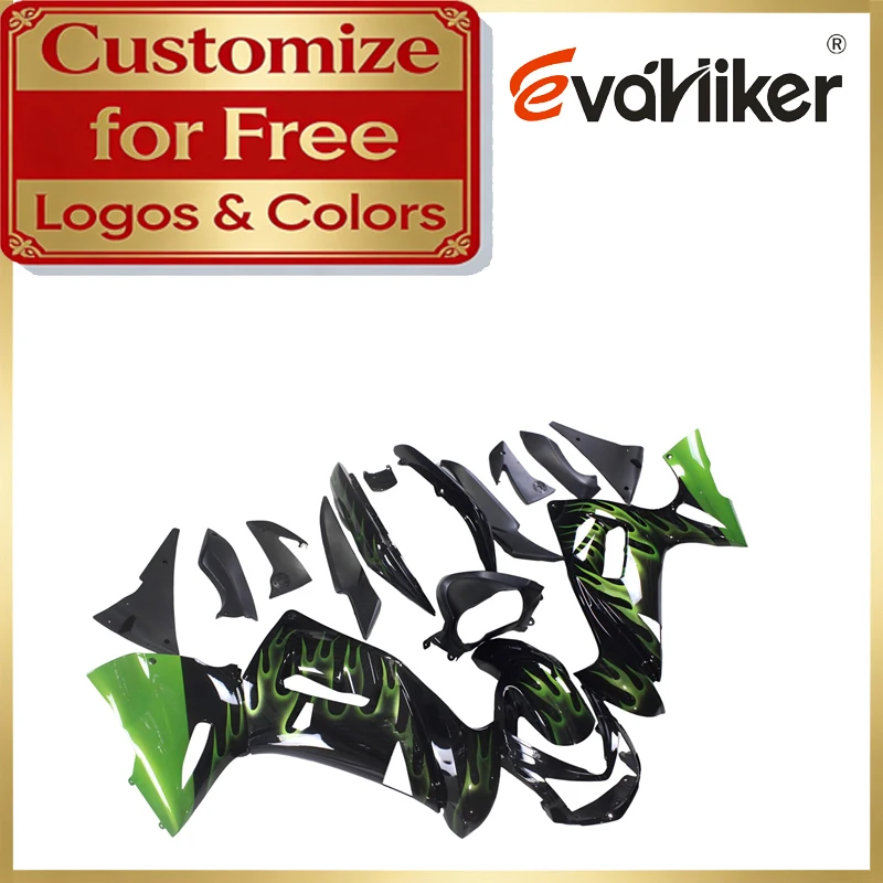 Motorcycle Fairing For Kawasaki 650R ER-6F 2006 2007 2008 ABS Fairing Kit ER6F 06 07 08 green flames Custom Color