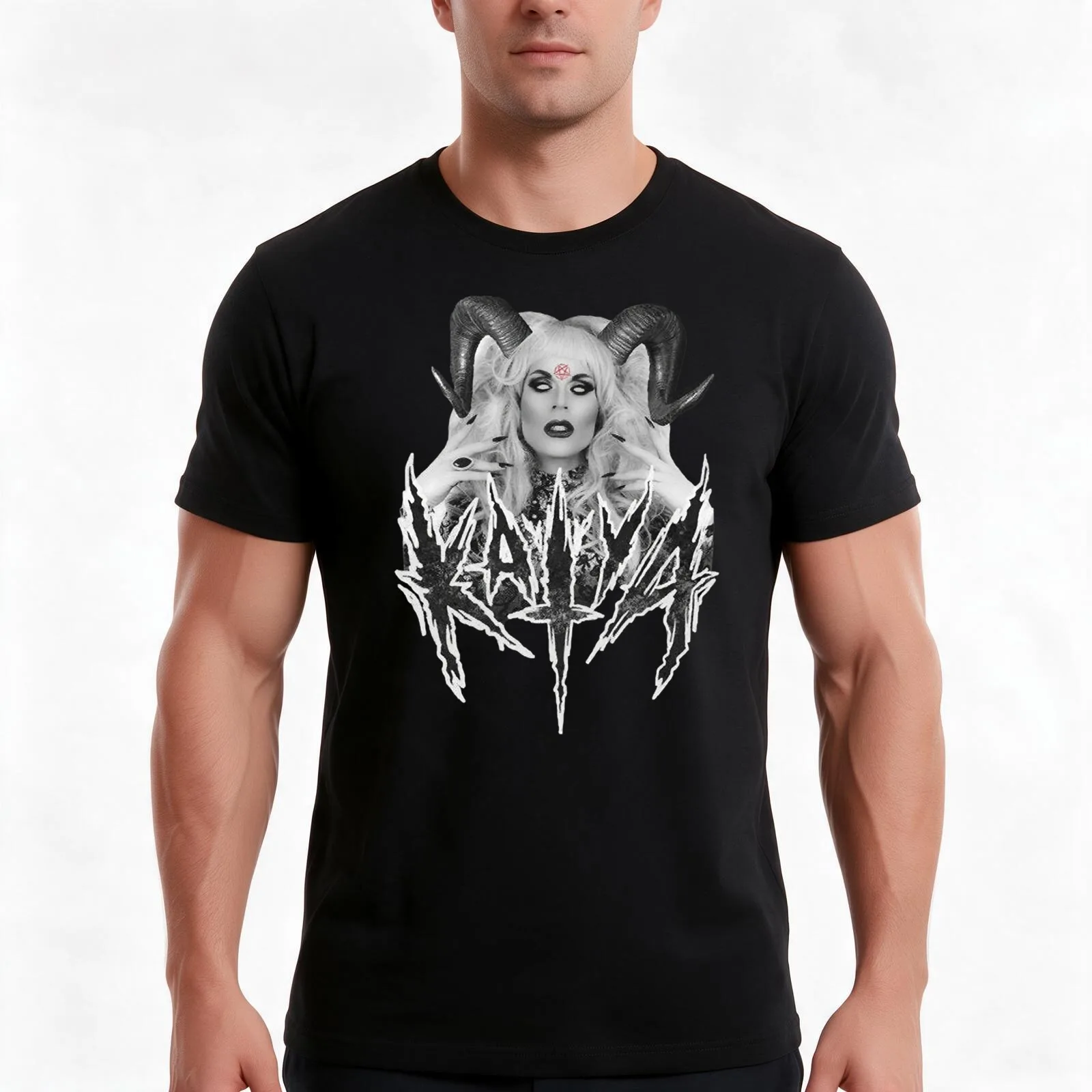Katya-Black-Metal-Satan T-Shirt Summer Casual Cotton Tee Oversized Streetwear Tops Vintage Graphic Print Unisex Men Women