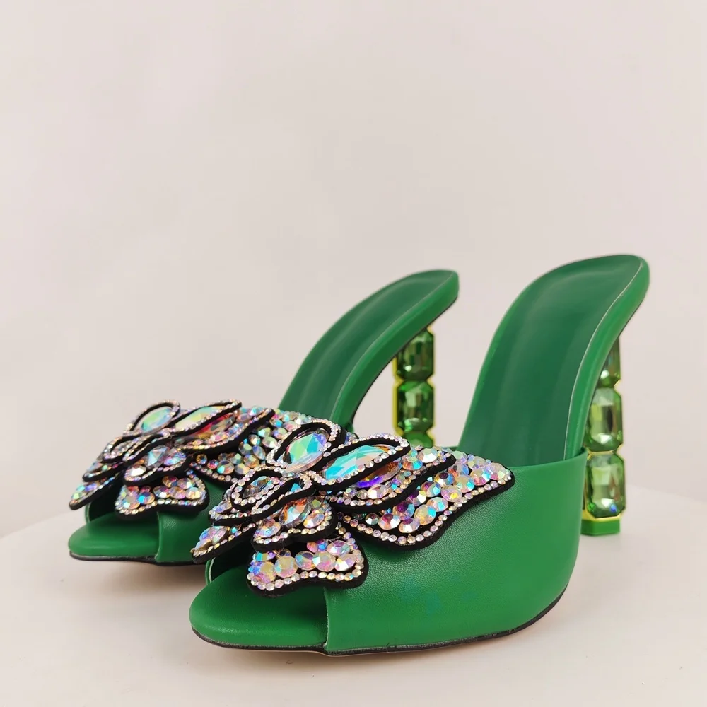 Strass Bogen Runde Kopf Mode High Heel Hausschuhe Schuhe Frauen Zapatos Mujer