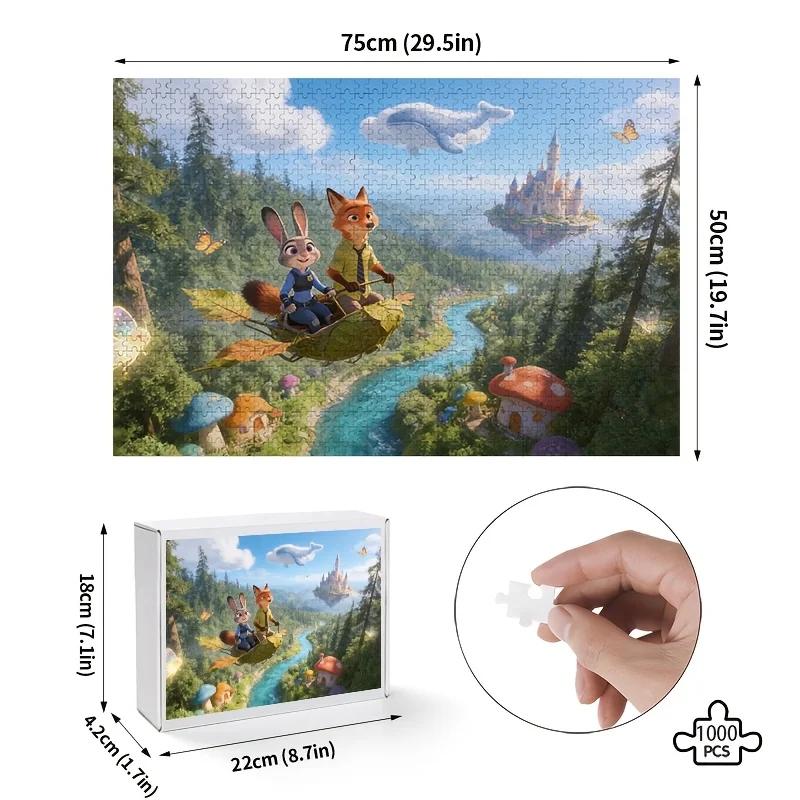 Puzzle affiche Disney Zootopia Judy Hopps et Nick Wild, 1000 pièces |   Idéal pour le divertissement à domicile, la décoration de la maison, cadeau parfait pour Bi