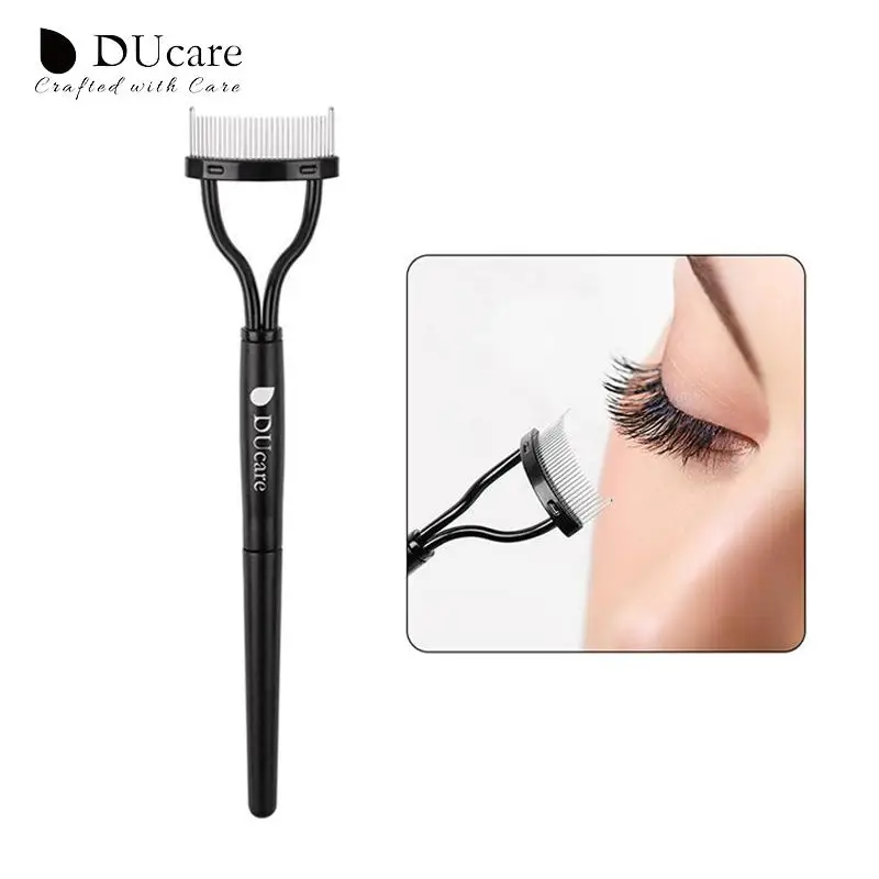 DUcare Black Eyelash Comb Eyebrow Mascara Brush Applicator Sturdy Metal Eyelash Separator Definer with Comb Cover Makeup Tools