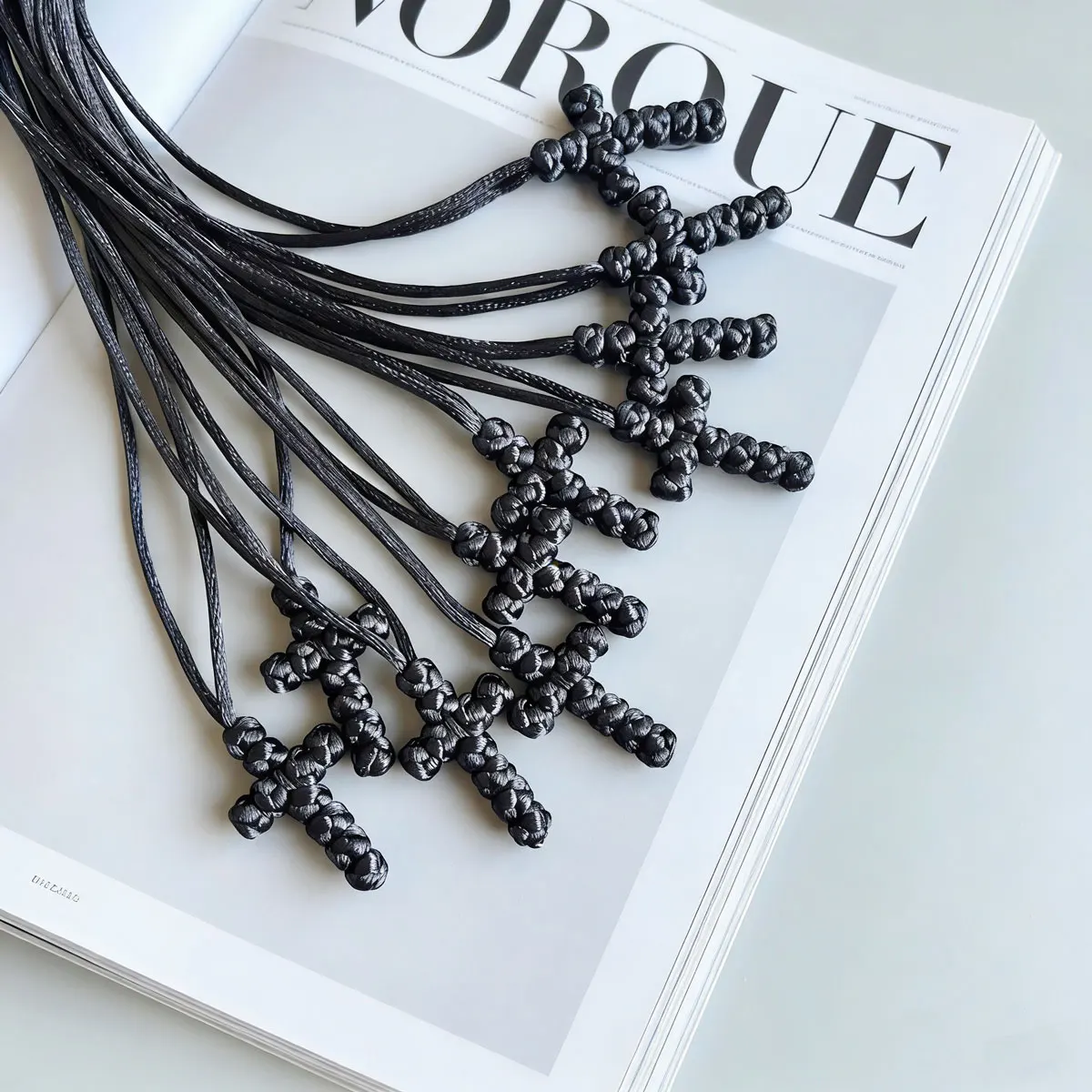10pcs Handmade Unisex Custom Religious Orthodox Prayer Chotki Komboskini Knots Pendant Black Blue Rope Knot Cross Necklace