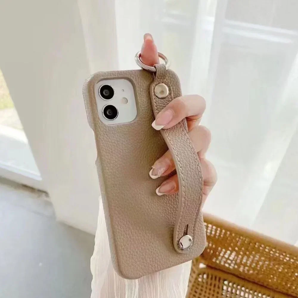 The New Pebble Pattern Is Suitable for iPhone 14 Wristband Ring Stand Phone Case 13promax 12mini 11pro Xsmax 8p Protection Cover - Image 2